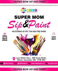 Super Mom Sip and paint event flier