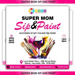 Super Mom Sip and paint event flier
